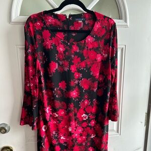Tommy Hilfiger  Floral Black & Red Long Sleeve Shift Dress  S1